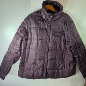 Eddie Bauer Premium Goose Down Puffer Jacket Purple Quilted Snap Zip Coat XXL